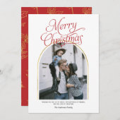 アーチモダンメリークリスマスグリーティング写真ホリデー シーズンカード (正面/裏面)