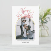 アーチモダンメリークリスマスグリーティング写真ホリデー シーズンカード (スタンド正面)