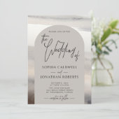 アーチモダンュ手書きスクリプトEarthトーン結婚ズ 招待状 (スタンド正面)