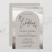 アーチモダンュ手書きスクリプトEarthトーン結婚ズ 招待状 (正面/裏面)