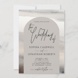 アーチモダンュ手書きスクリプトEarthトーン結婚ズ 招待状