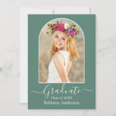 アーチモダンユーカリプトゥスグリーン卒業パーティー 招待状 (正面)