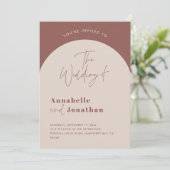 アーチモダンラストグリーンタイポグラフィ結婚s 招待状 (スタンド正面)