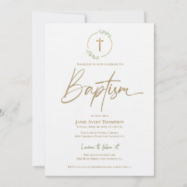 アーチモダンリーフリースギルド金ゴールドクロスバプテスマ 招待状