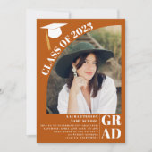 アーチモダンルオレンジ5枚の写真を卒業 招待状 (正面)