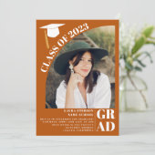 アーチモダンルオレンジ5枚の写真を卒業 招待状 (スタンド正面)