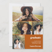 アーチモダンルオレンジ5枚の写真を卒業 招待状 (裏面)