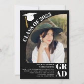 アーチモダンルブラック5枚の写真卒業 招待状 (正面)