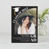 アーチモダンルブラック5枚の写真卒業 招待状 (スタンド正面)