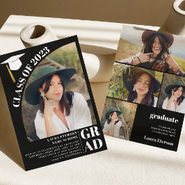 アーチモダンルブラック5枚の写真卒業 招待状