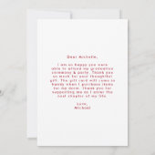 アーチモダンレッド色ブロック写真卒業 サンキューカード (裏面)