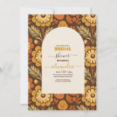 アーチモダンレトロ70sフローラブライダルシャワー 招待状 (正面)