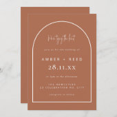 アーチモダンング結び結び結婚の銅文字 招待状 (正面/裏面)