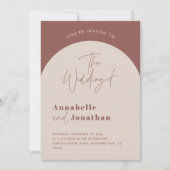 アーチモダンーさび緑の台本の写真結婚写真 招待状 (正面)