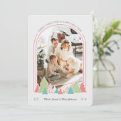 アーチモダンーとツリーカラフルフォトクリスマスカード 招待状 (スタンド正面)