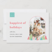 アーチモダンーとツリーカラフルフォトクリスマスカード 招待状 (正面)