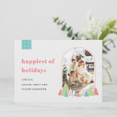 アーチモダンーとツリーカラフルフォトクリスマスカード 招待状 (スタンド正面)