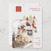 アーチモダンーとツリーカラフルフォトクリスマスカード 招待状 (正面)