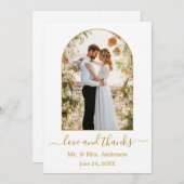 アーチモダンーのフレームの愛と感謝してい金ゴールド結婚の サンキューカード (正面/裏面)