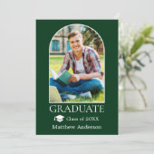 アーチモダンーグラードキャップフォトグリーン卒業 案内状 (スタンド正面)