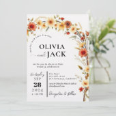 アーチモダンーシンプルウォーター色の花の結婚編集 招待状 (スタンド正面)