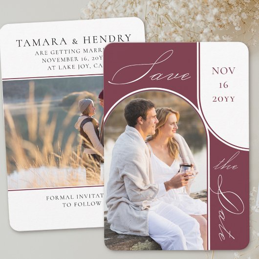 アーチモダンー写真エレガント書道ブルゴーニュ セーブザデート