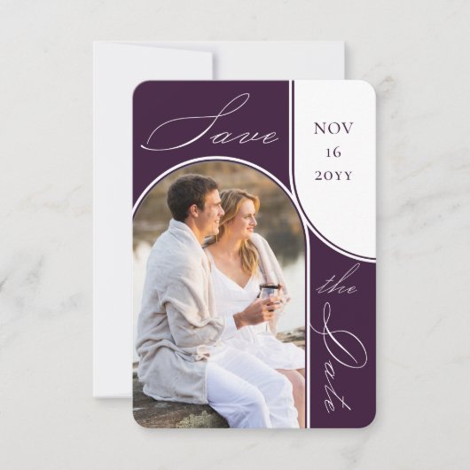 アーチモダンー写真エレガント書道紫 セーブザデート (正面)