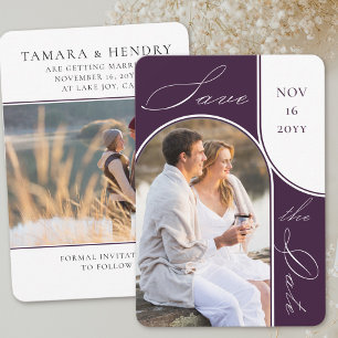 アーチモダンー写真エレガント書道紫 セーブザデート