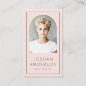 アーチモダンー写真縁ど薄QRコードライトピンク 名刺 (正面)