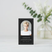 アーチモダンー写真縁ど薄QRコード黒 名刺 (スタンド正面)