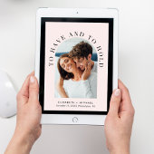 アーチモダンー写真QRコードすべてピンク色結婚の 招待状