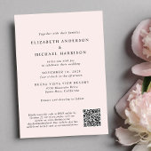 アーチモダンー写真QRコードすべてピンク色結婚の 招待状