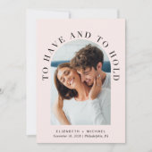 アーチモダンー写真QRコードすべてピンク色結婚の 招待状 (正面)