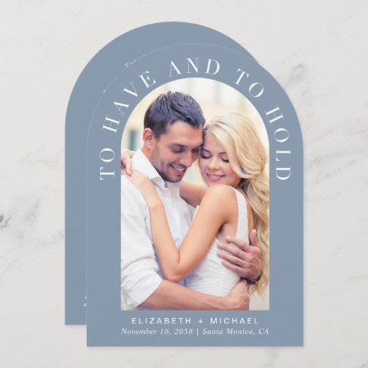 アーチモダンー写真QRコードすべて結婚の 招待状 (正面/裏面)