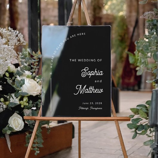 アーチモダンー・ブラックとホワイト結婚・ウェルカム アクリルサイン