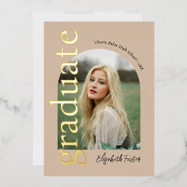 アーチモダン写真の卒業 箔招待状