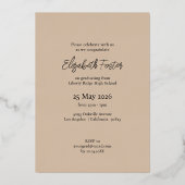 アーチモダン写真の卒業 箔招待状 (裏面)