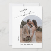 アーチモダン写真メリー新結婚した水 サンキューカード (正面)