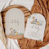 アーチモダン型の葉サファリベイビーシャワー 招待状