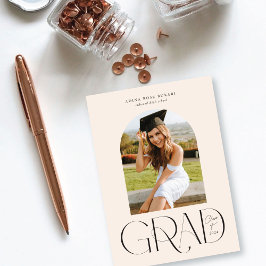 アーチモダン型フォトクリーム卒業発表 案内状