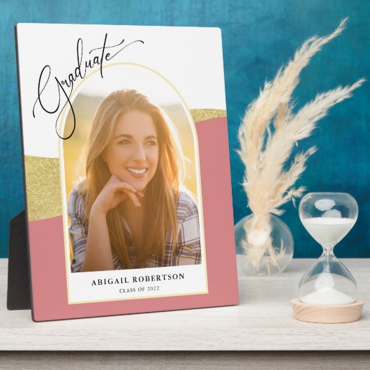 アーチモダン型フォトバラと金ゴールド卒業 フォトプラーク (側面)