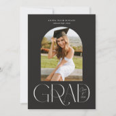 アーチモダン型フォトブラック卒業発表 案内状 (正面)