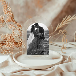 アーチモダン型フォト結婚ズ アクリル招待状