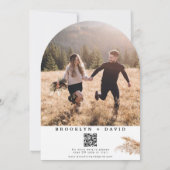 アーチモダン型ボホパンパスグラス結婚ズ 招待状 (裏面)