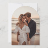 アーチモダン型ミニマリスト埃っぽいブルー結婚ホワイト 招待状 (裏面)