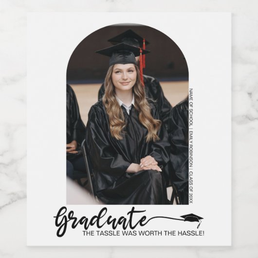 アーチモダン型写真卒業 ワインラベル (シングルラベル)