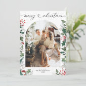 アーチモダン形写真レッドクリスマスカード シーズンカード (スタンド正面)