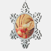 アーチャンエルガブリエル赤と金ゴールド スノーフレークピューターオーナメント (右)