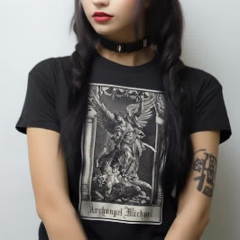 アーチャンエルマイケルタロットカード宗教的アートゴシック Tシャツ
