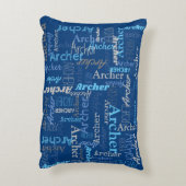アーチャーパーソナライズされたの名前の色合い（青と灰色） アクセントクッション (裏面(縦))